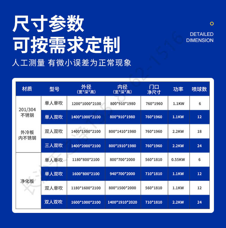 長(zhǎng)沙天之凈不銹鋼貨淋室-尺寸參數(shù)